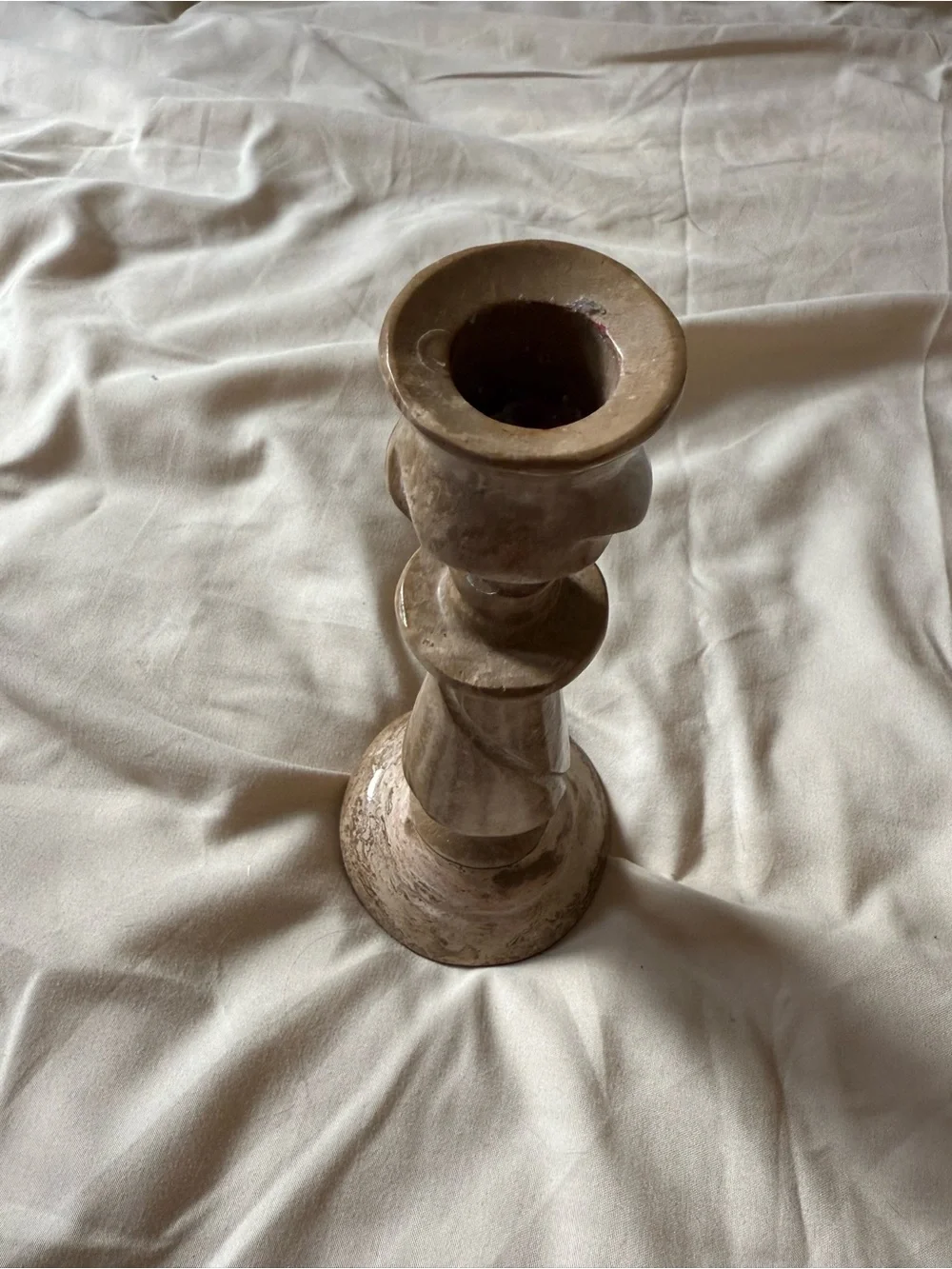 Brown Marbleized Ceramic Candlestick Holder - Unbranded
